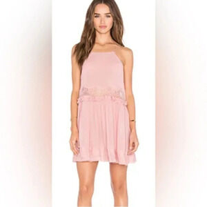 Free People Two For Tea Slip Babydoll Mini Dress In Blush Pink Size Small